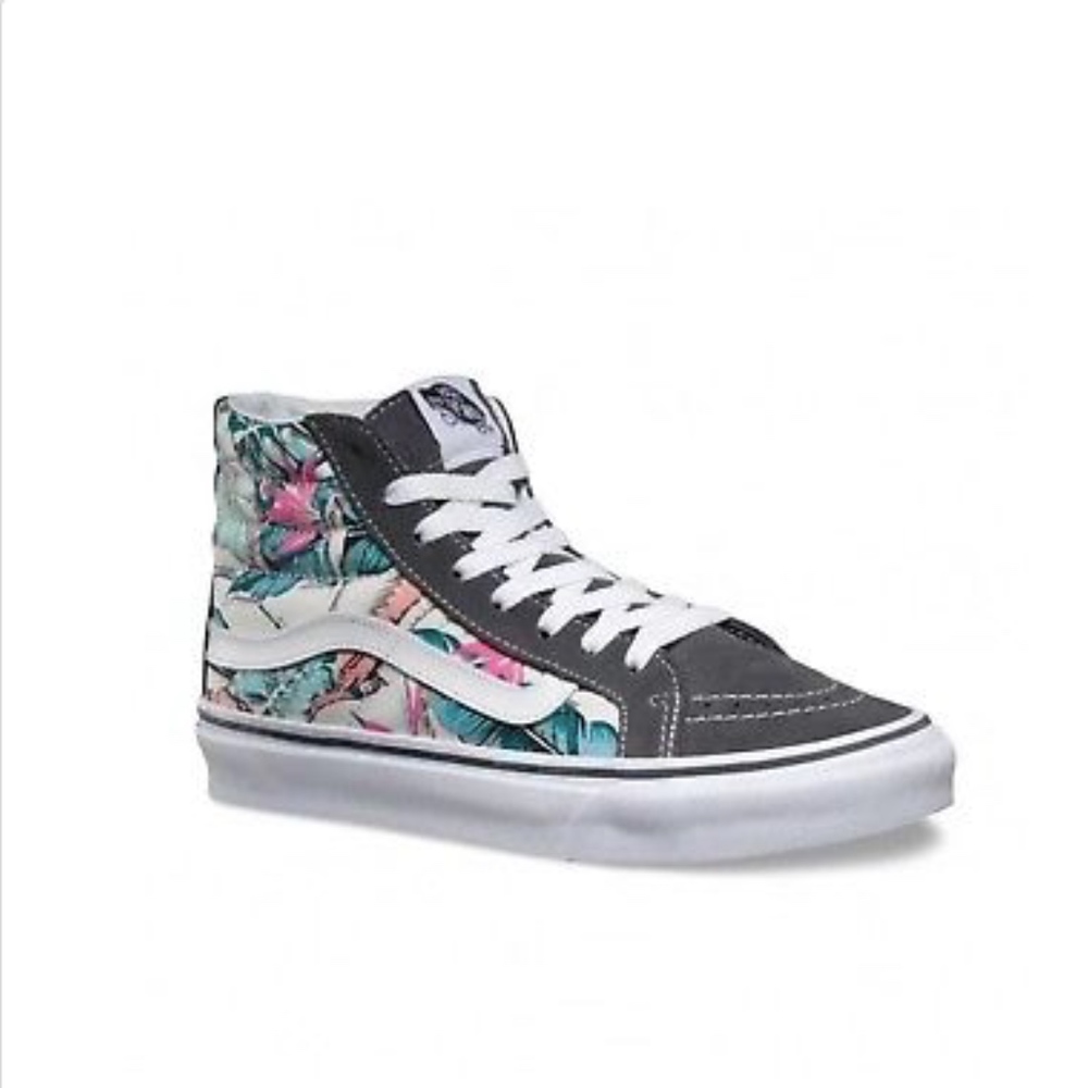 Vans Sk8 Hi Slim Tropical Multi White Floral Shoes - Picture 3 of 7
